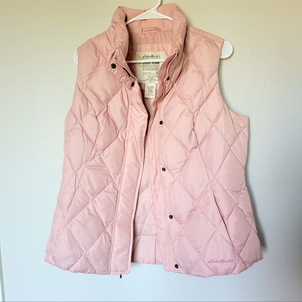EDDIE BAUER DUSTY PINK GOOSE DOWN VEST, SIZE LARGE